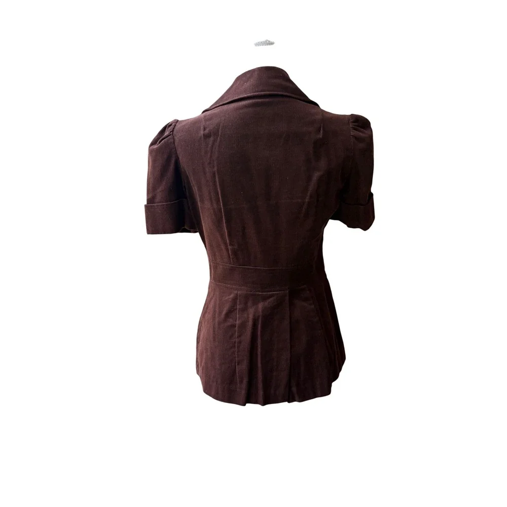 Vintage 70s JCPenney Brown Corduroy Fitted Blazer Jacket Puff Sleeve XXS